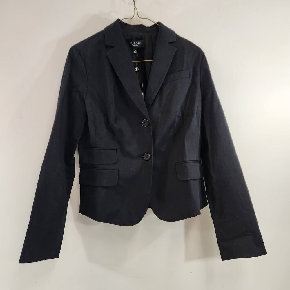 Talbots Womens Black Blazer Suit Jacket Size 4 NWT